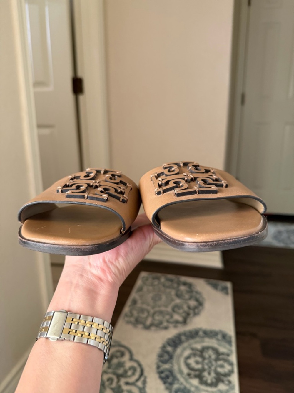 Tory Burch Almond Flour Calf Leather Ines Slide - Picture 8 of 9